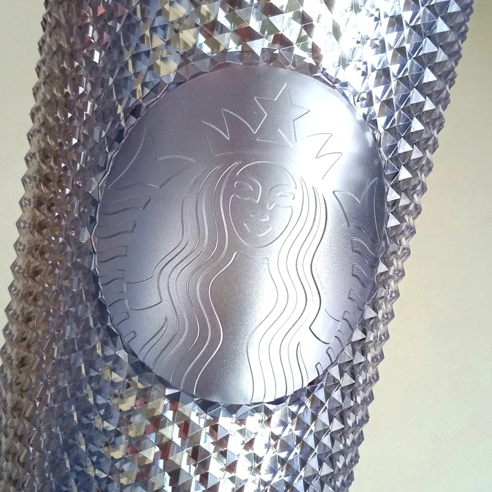 Starbucks Silver Bling Iridescent 24oz Studded Cold Cup Tumbler Lid with Straw